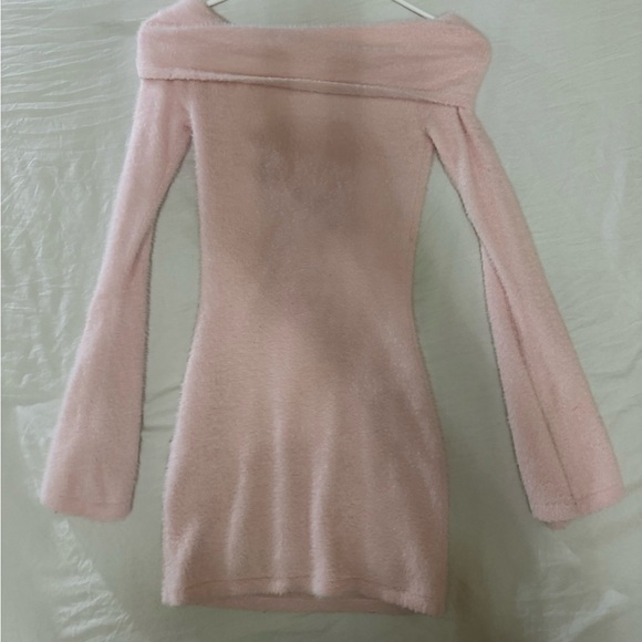 White Fox Boutique Blush Off-Shoulder Sweater Dress - Picture 2 of 3